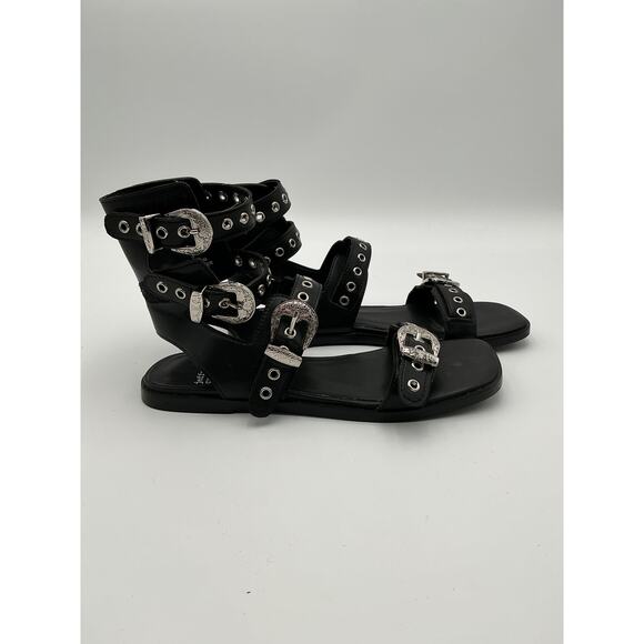 Jeffrey Campbell 'Eclecta' Black Leather Sandal Size 7 - Picture 2 of 6